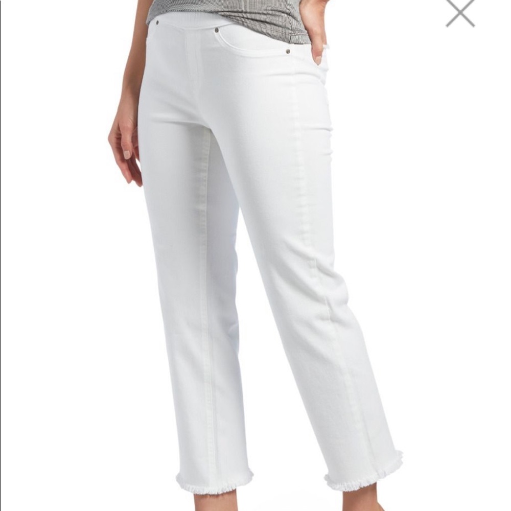 New in bag Hue white raw fringe denim skimmer 2x
